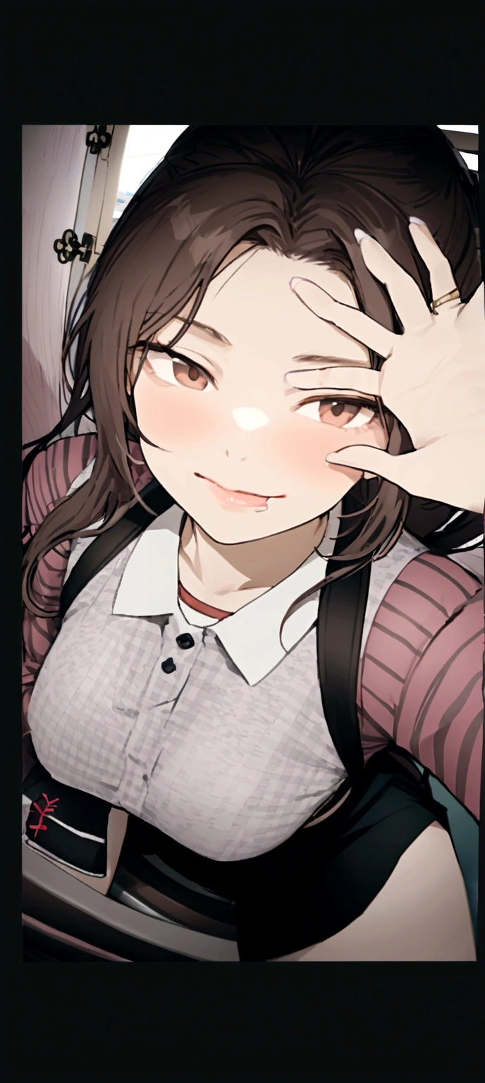 (masterpiece,best quality:1.4),Fine details,1 Girl,solo,Completely nude,I didn't wear any clothes,Pale skin,Perfect body,Glowing skin,(Medium breasts:1.1),Long hair,Brown-black hair,Hair combed up,Natural lips,in the classroom,Kneeling on the ground,Legs apart,Show private parts,Seductive expression。