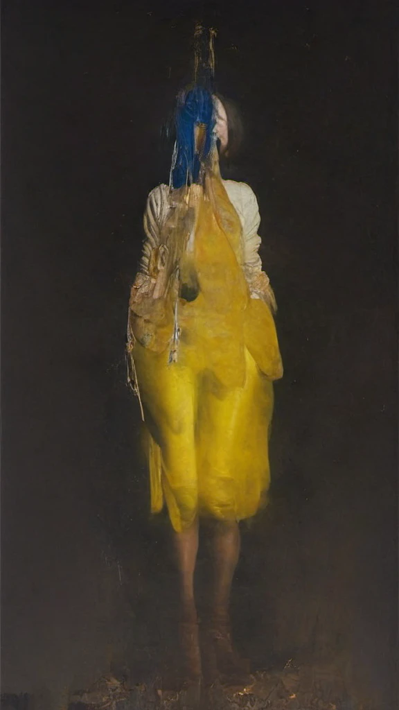 alone in the universe, in watercolor style, Photorealism, discreet golden and ruby and mint shades, (nude) gentle modest thin girl (with a very beautiful exquisite face) southern type with short dark hair with beautiful breasts with tender nipples (barefoot) in a long orange skirt walking in the distance (Across the desert) with a jug in hand, stunted little plants, drought, precious jewelry on the neck and chest and on the wrists, precious bracelets, ankle bracelets