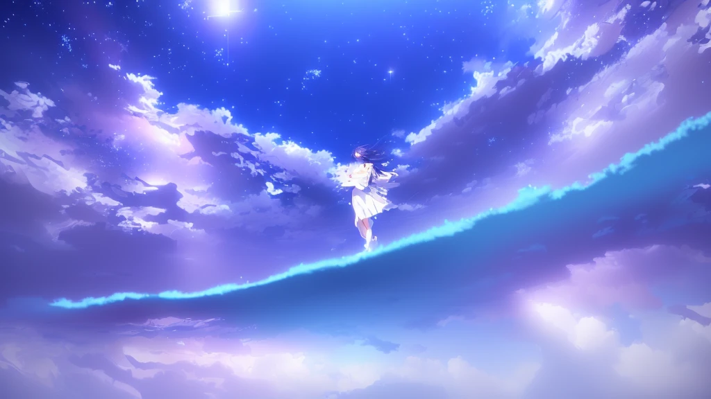 anime, A girl in a white dress floats in the water, Makoto Shinkai Cyril Rolland, anime girl walking on water, anime movie background, beautiful anime scene, today's featured anime still, anime film still, screenshot from the anime film, anime still film anime shikishi, star(null) starry_null