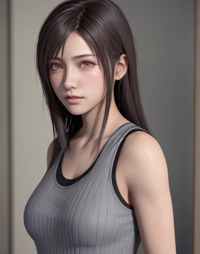 high quality picture, masutepiece, detailed hair texture, Detailed skin texture, Detailed Cloth Texture, 8K, Add fabric details, ultra detailed skin texture, ultra detailed photographic, Skin pores, Portrait of a girl, Wear a tank top, Add cloth details, High Ski...