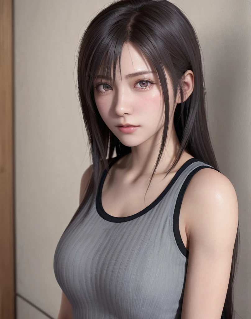 high quality picture, masutepiece, detailed hair texture, Detailed skin texture, Detailed Cloth Texture, 8K, Add fabric details, ultra detailed skin texture, ultra detailed photographic, Skin pores, Portrait of a girl, Wear a tank top, Add cloth details, High Ski...