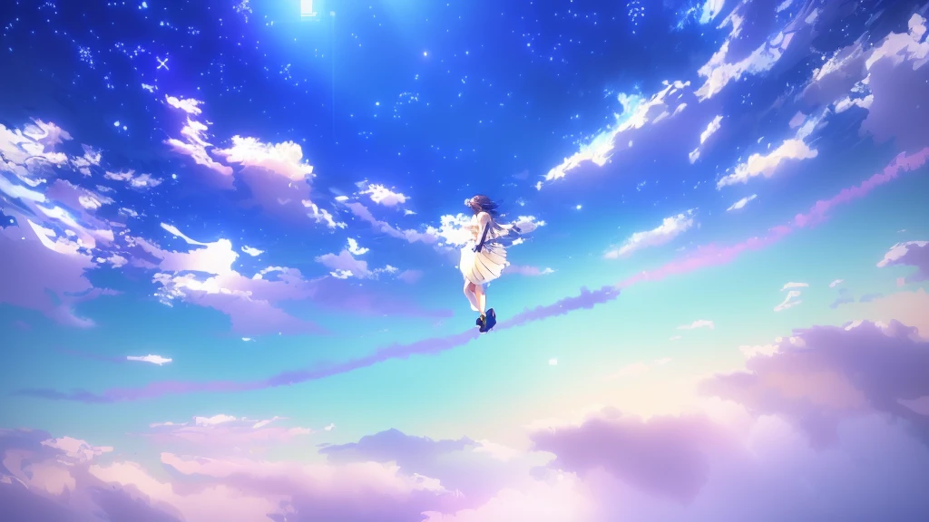 anime, A girl in a white dress floats in the water, Makoto Shinkai Cyril Rolland, anime girl walking on water, anime movie background, beautiful anime scene, today's featured anime still, anime film still, screenshot from the anime film, anime still film anime shikishi, star(null) starry_null
