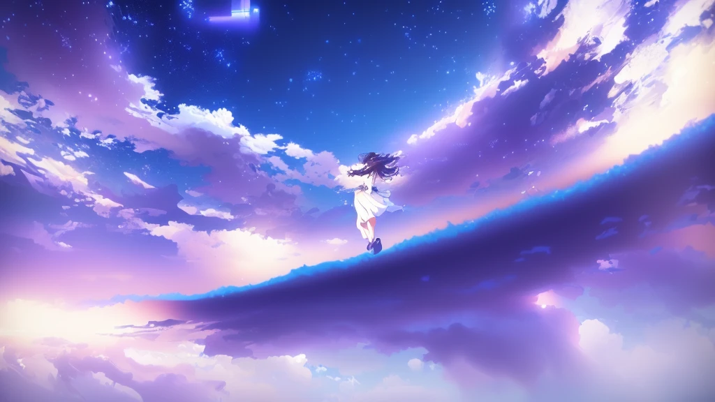 anime, A girl in a white dress floats in the water, Makoto Shinkai Cyril Rolland, anime girl walking on water, anime movie background, beautiful anime scene, today's featured anime still, anime film still, screenshot from the anime film, anime still film anime shikishi, star(null) starry_null
