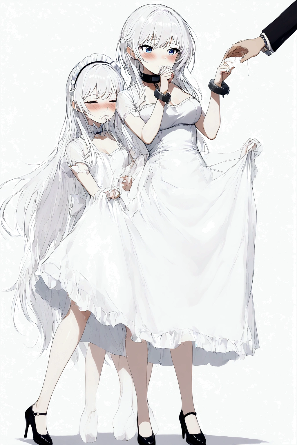 Anime. Azur Lane. 1 girl. Belfast. Housemaid. Slave. Slave collar. Shackles. Maid uniform. Cold. Runny nose. Nasal mucus. Snot. Sneezing. Heat. Heat. Fever. Sneeze. Sneeze standing. Sneeze snot. Snot flows from the nose. Itchy nose. Wants to fix it. I have to sneeze. She sneezed. Snot flew out of her nose. Snot flows from her nose after sneezing. Embarrassment. Blush. Handkerchief. He sneezes, covering his nose with his hand. Blows his nose. Clumsy. Virgin. Period. Standing. Full height. Full body. NSFW. Sneeze fetish. Ultra detail. 8k. Wax permit. Excellent quality.