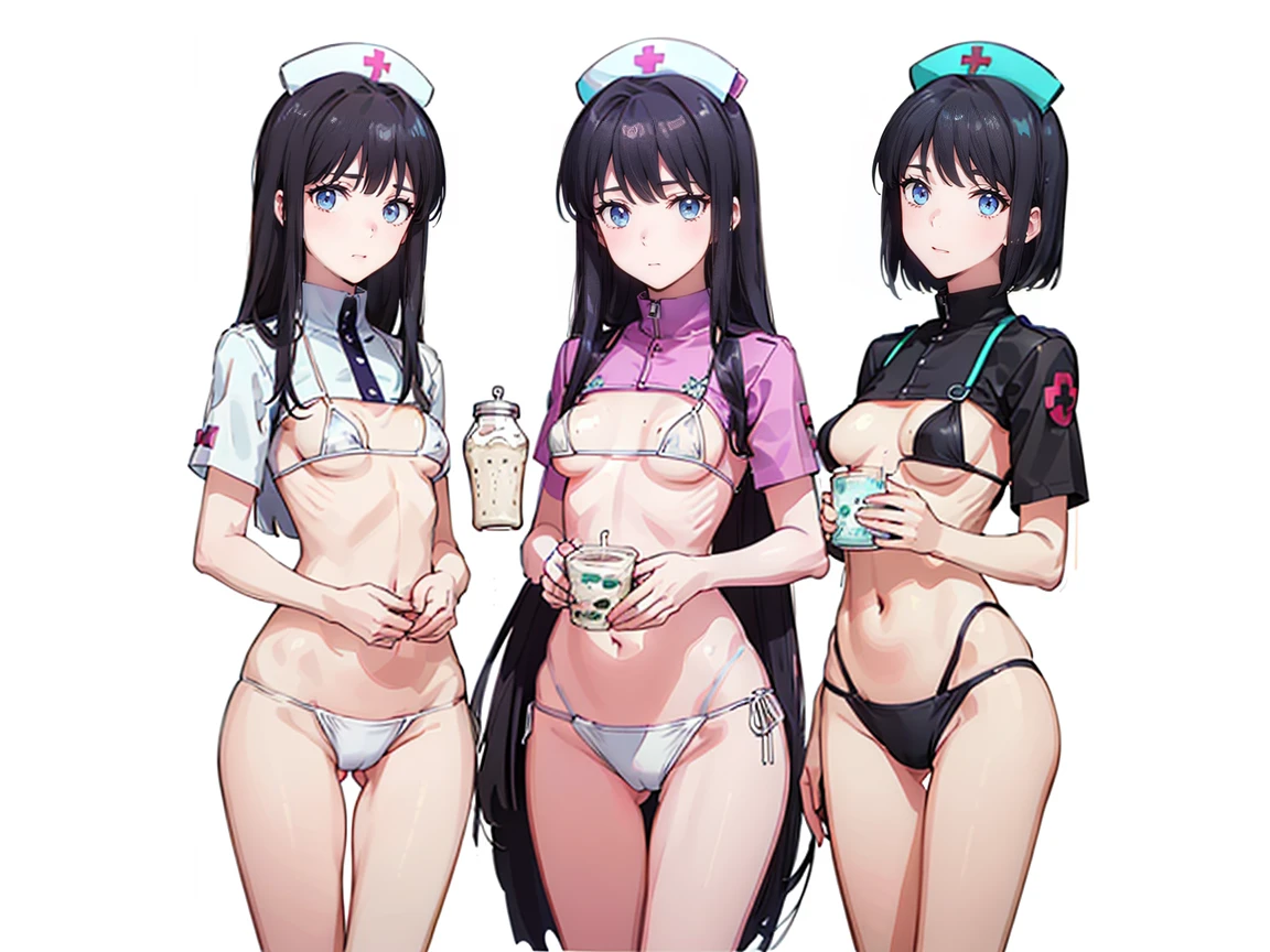 
(((High resolution:1.5))), (((Very detailedな:1.5))), (((Three Girls:1.3))),((７Head to Body:1.3))、 (((beach,Outdoor、Midday light background)))、(((Happy expression))), (((smile:1.5)))、(((Beautiful and detailed eyes:1.3))), (((Very detailed))), (((Details face:1.5))), break , ,sunny, ,(((nurse、White Bikini、underboob:1.3)))、(((milk:1.5))),((Very delicate body))、((Very flat chest))、((Small waist))、((thigh gap:1.2))、Friendly atmosphere、
