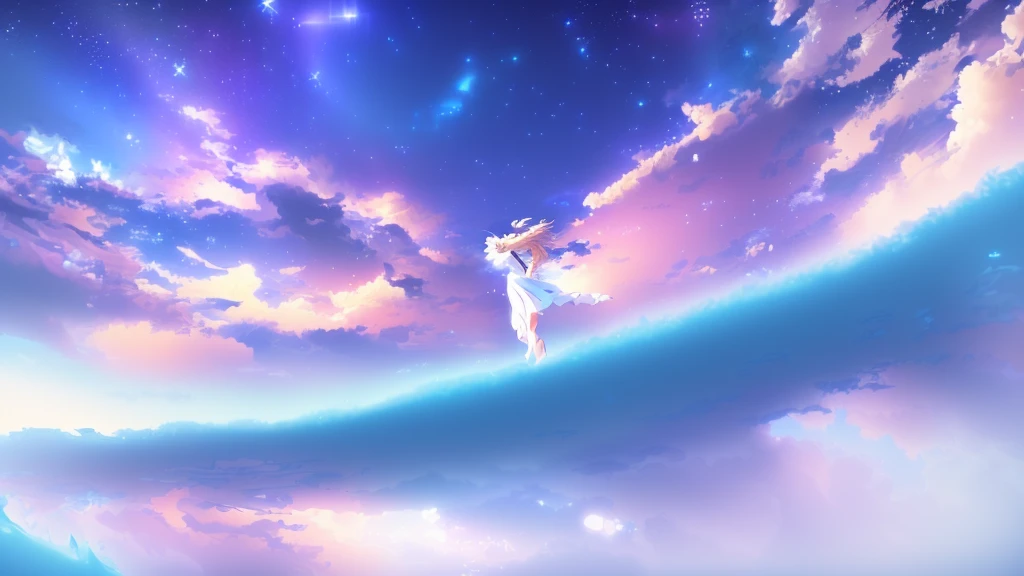 anime, A girl in a white dress floats in the water, Makoto Shinkai Cyril Rolland, anime girl walking on water, anime movie background, beautiful anime scene, today's featured anime still, anime film still, screenshot from the anime film, anime still film anime shikishi, star(null) starry_null
