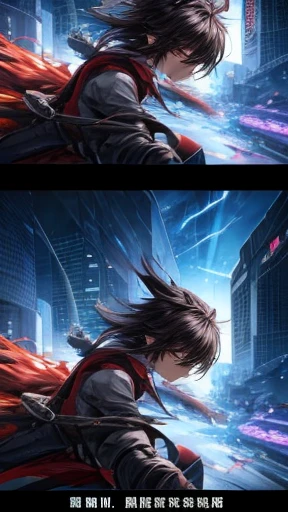  anime, personality: Shift to a high-octane action sequence as the characters engage in a fierce battle against a horde of menacing creatures. The fast-paced combat unfolds with dynamic camera angles and fluid movements, capturing the intensity of the confrontation. Close-up shots of the characters' determined faces and agile fighting style convey their unwavering commitment to protecting each other and overcoming the odds. unreal engine, hyper real