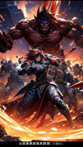  anime, personality: Shift to a high-octane action sequence as the characters engage in a fierce battle against a horde of menacing creatures. The fast-paced combat unfolds with dynamic camera angles and fluid movements, capturing the intensity of the confrontation. Close-up shots of the characters' determined faces and agile fighting style convey their unwavering commitment to protecting each other and overcoming the odds. unreal engine, hyper real