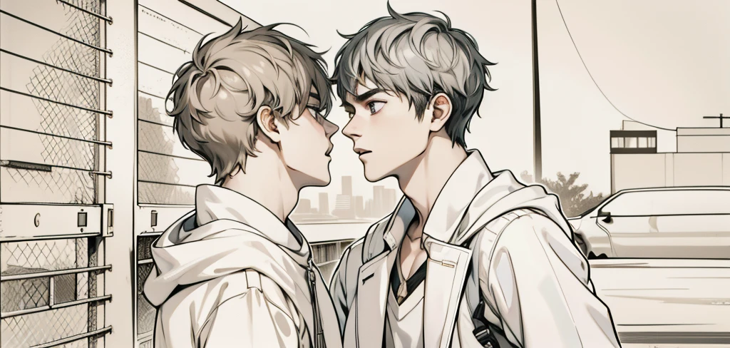 two young people, one of them threatens the other, he is intimidating him 