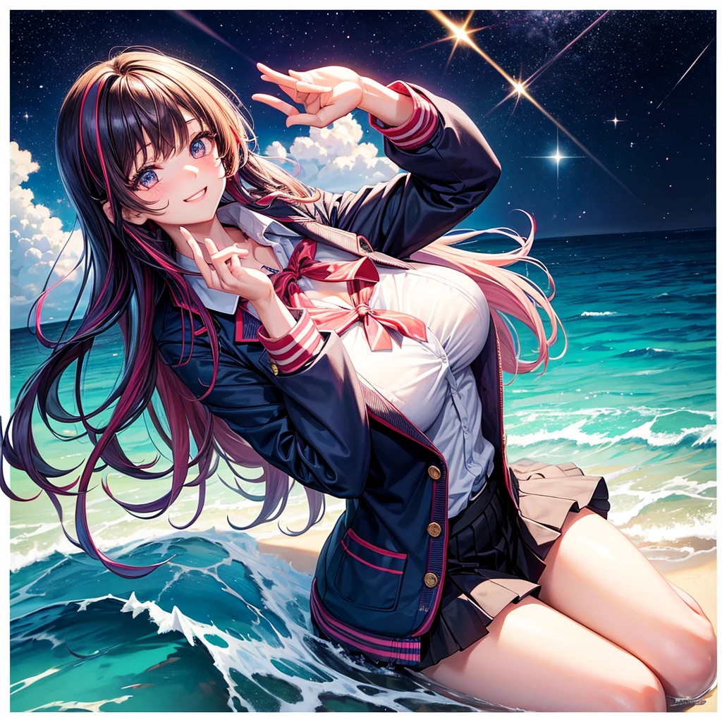 best quality,,smile,blazer,swimsuit,nepal,middle School girlultiple girls are depicted,harem,idol group,starry sky background,photo shoot,long hair,wearing a cardigan,beautiful girlの国,girl's paradise,highest quality,big breasts,leather jacket,happy girl,horny girl,blue eyes,perfect face,standing position,She has her bangs down,fur jacket,Beautiful eyes,smooth hair,perfect eyes,beautiful girl,Angel Girl,multicolored hair colors,naughty girl,beautiful,High-dimensional beautiful girl,Multidimensional beautiful girl,gathering,Group、,classroom,School,