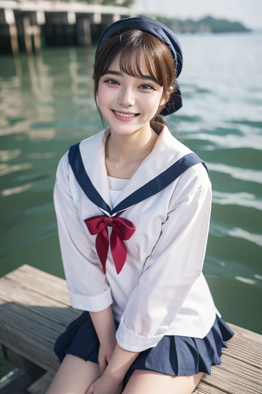 high resolution beautiful girl live-action Sailor suit smile