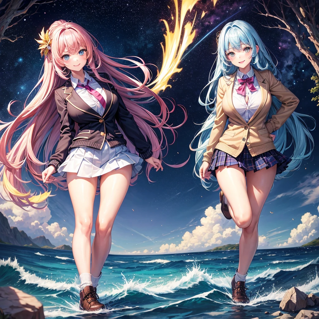 middle School girls,smile,Beautiful girls,The best quality to get you horny,Hands in pockets,Several girls are depicted,Multi-colored hair,Perfect Girl,Super cute girl,Ocean,Starry sky background,Cute uniform,blazer,School festival,Wearing a cardigan,Long Hair、Sparkling eyes,She has her bangs down,Colorful,Ultra HD,Young girl,sex,Naughty Girls,Full body image,Big Breasts,Beautiful Girl's Paradise,Beautiful Girl Country,High-dimensional beautiful girl,A beautiful girl who transcends everything,So beautiful,Absurd,Beautiful girls,