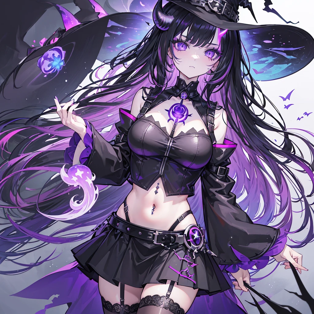 (((master piece, best quality))), (((sharp focus))), 1girl, (((long black hair))), very long hair, (((multicolored hair, gradient hair, two-tone hair, black hair, blue hair, purple hair:1.2))), (((glowing blue eyes))), (((star-shaped pupils))), gothic makeup, (thick eyeliner), lips, eyeshadow, (((black off shoulder tiered sleeve crop top))), ((harness)), large breasts, (((high waist black skirt))), (navel piercing), ((garter)), (gothic ripped stockings), ((gothic black boots)), (((black witch hat))), (((Gothic witch))), scenery, ((forest)), (((haunted forest))), (((glowing mushrooms))), (fireflies), (((iridescent))), (((posing for viewer))), (((close up shot))), more_details:-1, more_details:0, more_details:0.5, more_details:1, more_details:1.5, more_details:2, InkAnime, oni horns, oni_horns, anime_oni_horns, InkAnime, (glowart), Korean webtoon girl, big eyes, ombre lipstick, cute face, oval face, colored hair, curly hair, straight hair, kahuka1, (((entropymagic))), fantasy, decay, dissolving, (((purple eyelashes))), entropymagic, fantasy, decay, dissolving, entropymagic, fantasy, decay, dissolving, colored eyelashes, white eyelashes, glowify, colored eyelashes, white eyelashes, glowify
