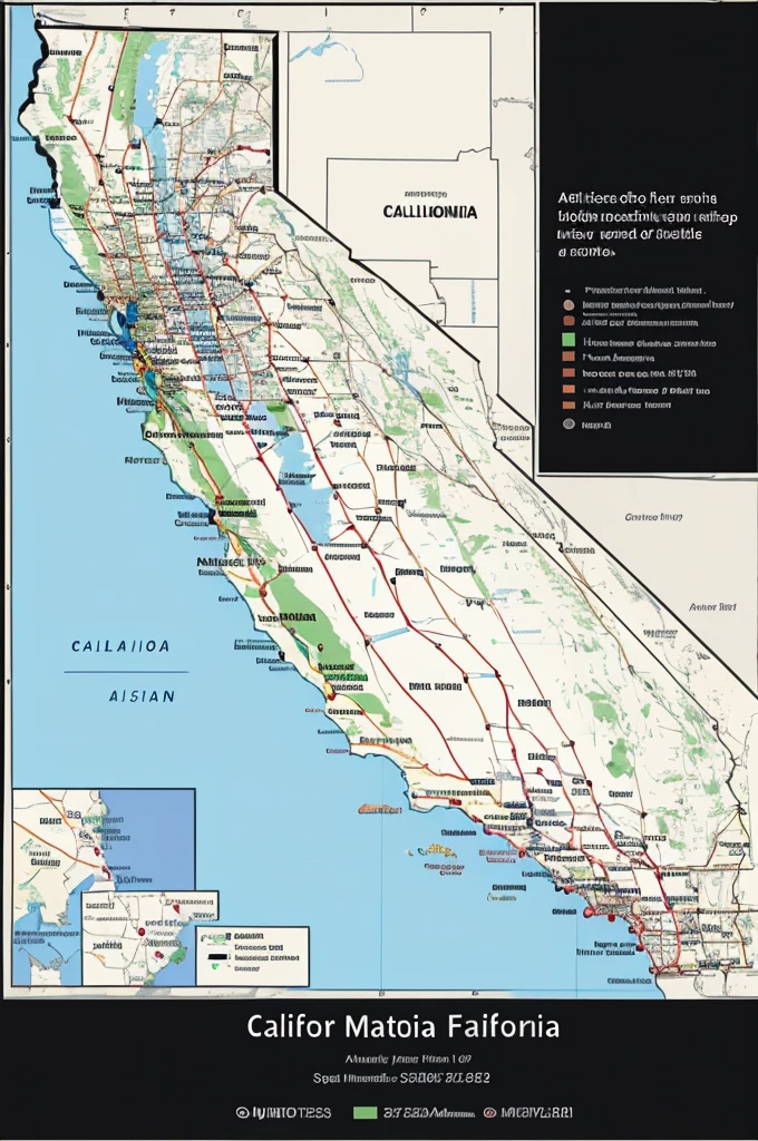 Map of California and group photo of the Manson Family