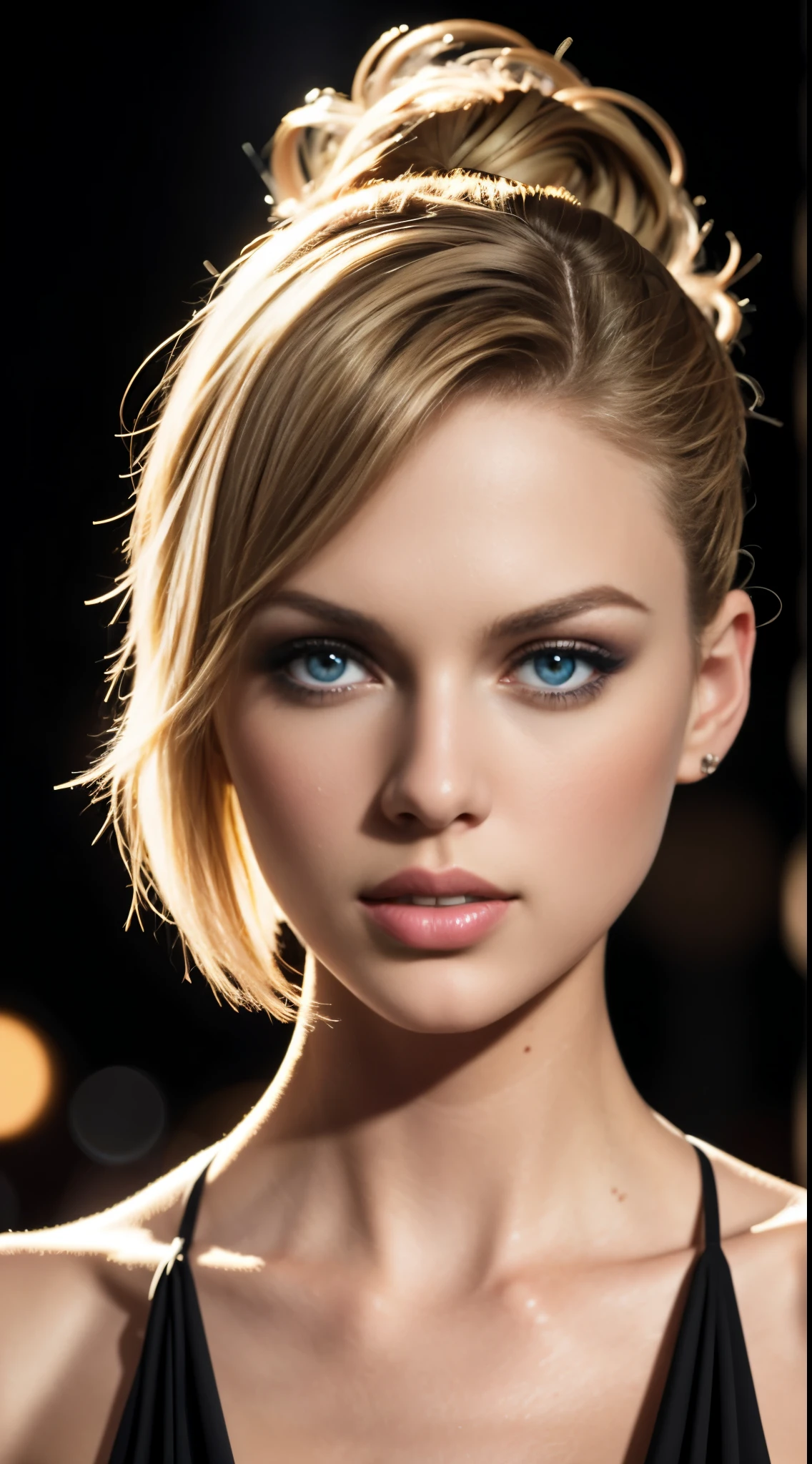 Masterpiece (1.3): A Stunning 22-Year-Old in a Captivating High-Resolution, Photo-Realistic RAW Color Masterpiece
Ultra detailed, ultra high-res (1.37), this professional photograph showcases Taylor Swift's strikingly beautiful features in intricate detail. Extremely beautiful face, beautiful lips, and beautiful eyes are perfectly captured, with a focus on the ultra-detailed skin texture.
, at 22 years old, is seen in the dark, deep shadow, with her dark blonde short hair slicked to the side, showcasing an extremely detailed style.