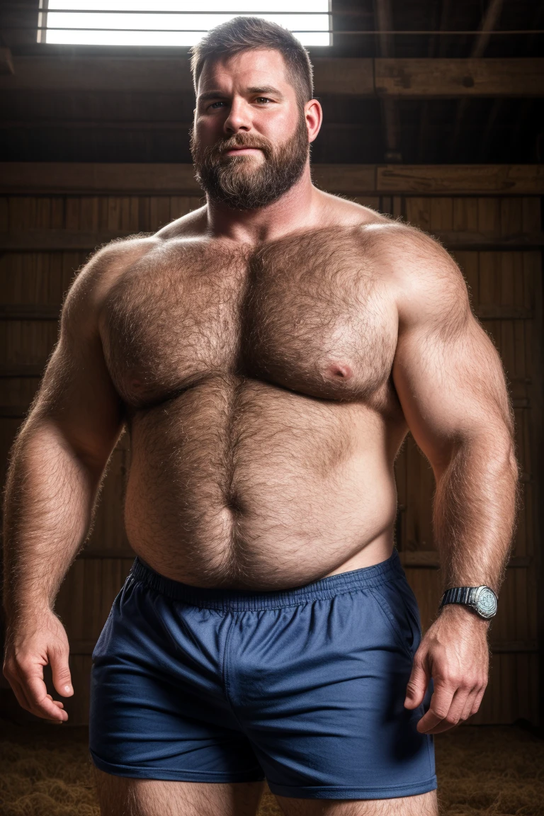 8K HIGH RESOLUTION HDR Very Extremely Realistic Very Detailed High Quality Create a professional studio-style 8K HDR Very Real photograph featuring a middle-aged daddy rugged muscle bears man , burly, very realy detailed hairy, 8K very realistic beared big daddy muscle bear, and 8K very realistic detailed rugged burly man and his husband in shorts. Very Realistic detailed shorts, very realistic hair, very realistic beards, very realistic thick chubby fat neck, very realistic neck lines, very realistic detailed neck, very realistic belly, very realistic burly chest, very realistic detailed hairy burly strong chest and arms, very realistic detailed hairy burly strong chest and arms, very realistic pecs, very realistic burly muscle bear body, very realistic nipples, very realistic burly muscle bear body, very realistic face, very realistic detailed face, very realistic eyes, very realistic detailed eyes, very realistic pupils, very realistic detailed pupils, very realistic nose, very realistic ears, very realistic facial features, very realistic burly arms, very realistic elbows, very realistic hands, very realistic pecs, very realistic belly, very realistic human man body, very realistic bellybutton, very realistic wrists, very realistic fingers, very realistic fingernails, very realistic shoulders, very realistic mouth, very realistic lips, very realistic detailed skin, very realistic skin, very realistic mens clothing, very realistic detailed mens clothing. 8K HDR Very Realistic Hairy Bearded Burly Muscle bear Photoshoot, A very realistic burly muscle bear man in a Farm, 8K HDR Very Realistic Intricately Detailed, 8K HDR very realistic detailed Farm surroundings, 8K HDR very realistic surroundings lighting, No Deformities, captured with a 85mm lens by a world famous photographer, 8K HDR Very Ultra Realistic and 8K HDR Very Realistic Photograph, 8K HDR Clear HDR Quality full with very realistic real details