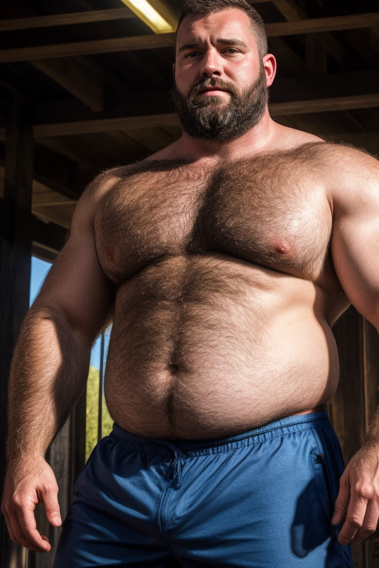 8K HIGH RESOLUTION HDR Very Extremely Realistic Very Detailed High Quality Create a professional studio-style 8K HDR Very Real photograph featuring a middle-aged daddy rugged muscle bears man , burly, very realy detailed hairy, 8K very realistic beared big daddy muscle bear, and 8K very realistic detailed rugged burly man and his husband in shorts. Very Realistic detailed shorts, very realistic hair, very realistic beards, very realistic thick chubby fat neck, very realistic neck lines, very realistic detailed neck, very realistic belly, very realistic burly chest, very realistic detailed hairy burly strong chest and arms, very realistic detailed hairy burly strong chest and arms, very realistic pecs, very realistic burly muscle bear body, very realistic nipples, very realistic burly muscle bear body, very realistic face, very realistic detailed face, very realistic eyes, very realistic detailed eyes, very realistic pupils, very realistic detailed pupils, very realistic nose, very realistic ears, very realistic facial features, very realistic burly arms, very realistic elbows, very realistic hands, very realistic pecs, very realistic belly, very realistic human man body, very realistic bellybutton, very realistic wrists, very realistic fingers, very realistic fingernails, very realistic shoulders, very realistic mouth, very realistic lips, very realistic detailed skin, very realistic skin, very realistic mens clothing, very realistic detailed mens clothing. 8K HDR Very Realistic Hairy Bearded Burly Muscle bear Photoshoot, A very realistic burly muscle bear man in a Farm, 8K HDR Very Realistic Intricately Detailed, 8K HDR very realistic detailed Farm surroundings, 8K HDR very realistic surroundings lighting, No Deformities, captured with a 85mm lens by a world famous photographer, 8K HDR Very Ultra Realistic and 8K HDR Very Realistic Photograph, 8K HDR Clear HDR Quality full with very realistic real details