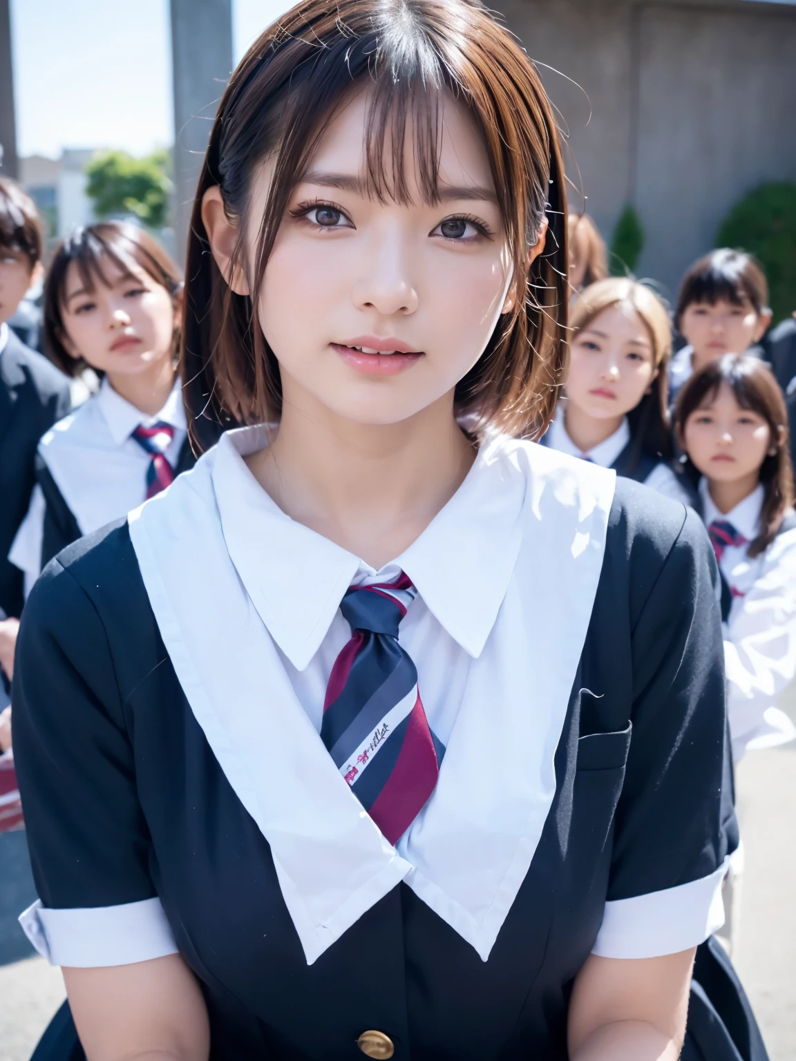Tabletop, Highest quality, Japanese Girls,One Girl, 8K, RAW Photos, Highest quality, Tabletop, んdebtdebt:1.2, Highly detailed RAW color photos, Professional photos, (Realistic, Realistic:1.37), (Highly detailed skins:1.2), Ultra-high resolution, (Lenz 50mm), (debt/1.2),Exquisitely drawn eyes,Gazing at the audience,
Breaking up with a girl (Many elderly people:1.4), Beautiful Face, cute,(smile:1.05),(20-year-old, Big Breasts, Wide Hips,Straight hair, (short hair), iris, white and fine-grained skin,Small Mouth, high cheekbones (meaning), Sexy pose,Leaning forward,(The to the debtW:1.1),White panties、Korean Idol、Nogizaka idol、Burning idol pose、Adult、、(Tabletop, Highest quality:1.3), (Ultra-fine 8K CG:1.2), (超Realisticな:1.35), (Realistic:1.45), (Realistic:1.4), Cowboy Shot,
Beautiful Japanese Women, 22 years old, Supermodel, Japanese Idols, __performance__, Big Breasts, (school uniform:1.4), (Spread your legs), [ponytail],,front-facing,Cowboy Shot,