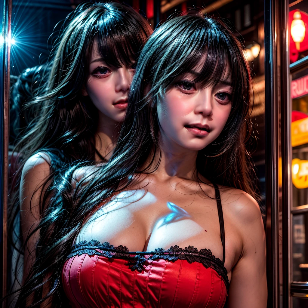 ((ExtremelyDetailed (One of the windows in Amsterdam's Red Light District:1.37) sexy girl trapped in the window)), (masterpiece 8K TopQuality) (ProfessionalPhoto:1.37), ZoomLayer, (ZoomedOut:1.28, wide-angle) View from busy sidewalk