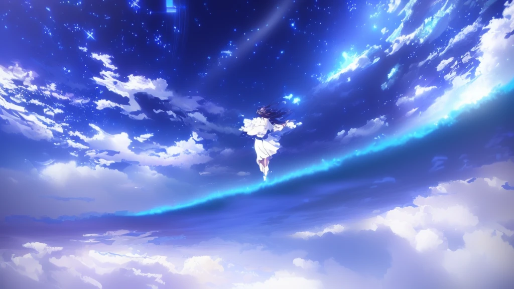anime, A girl in a white dress floats in the water, Makoto Shinkai Cyril Rolland, anime girl walking on water, anime movie background, beautiful anime scene, today's featured anime still, anime film still, screenshot from the anime film, anime still film anime shikishi, star(null) starry_null