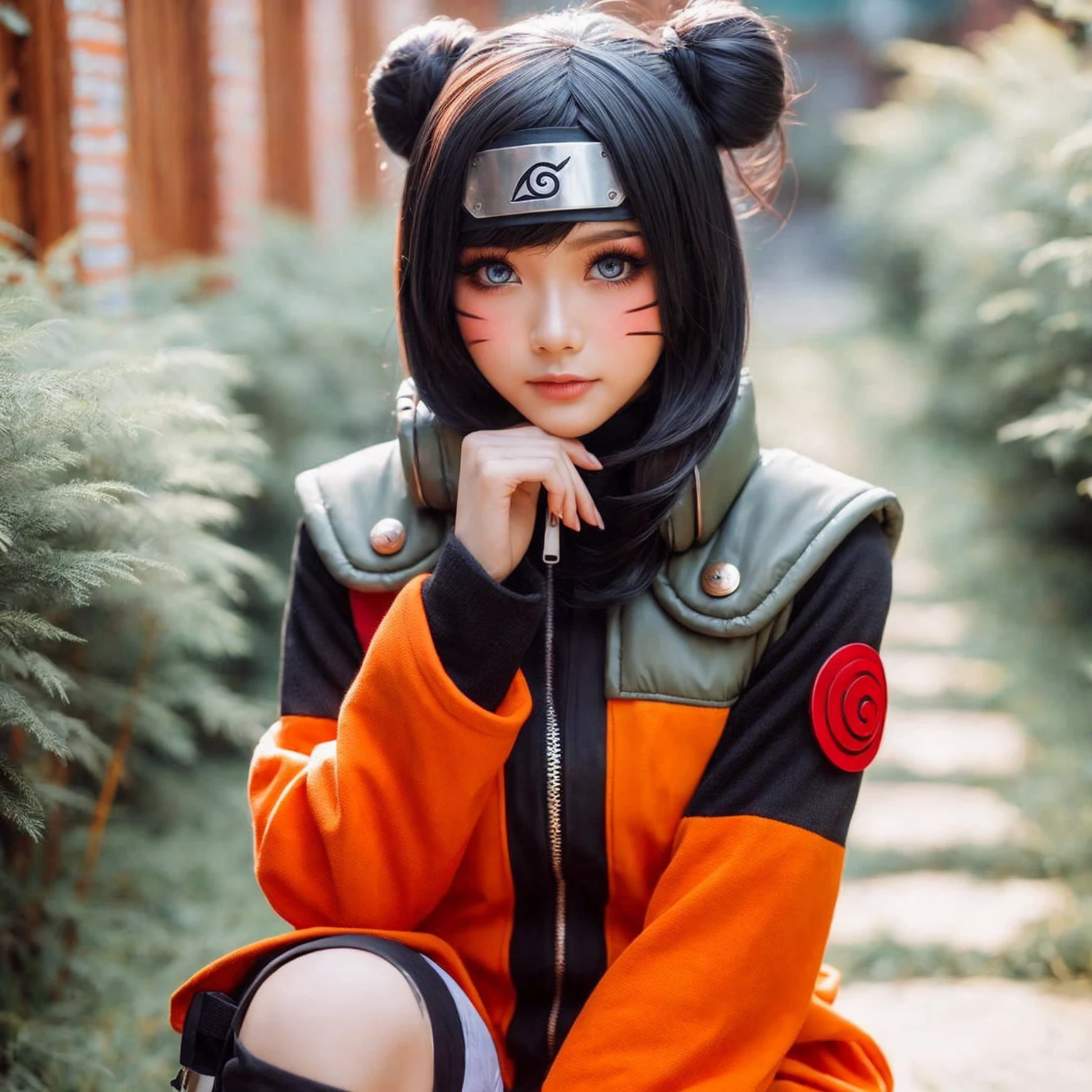 A beautiful Indonesian girl, cosplaying as a character from Naruto.