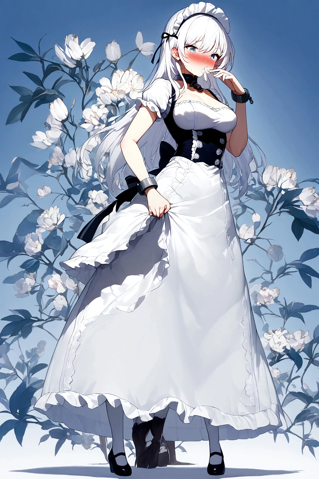 Anime. Azur Lane. 1 girl. Belfast. Housemaid. Slave. Slave collar. Shackles. Maid uniform. Cold. Runny nose. Nasal mucus. Snot. Sneezing. Heat. Heat. Fever. Sneeze. Sneeze standing. Sneeze snot. Snot flows from the nose. Itchy nose. Wants to fix it. I have to sneeze. She sneezed. Snot flew out of her nose. Snot flows from her nose after sneezing. Embarrassment. Blush. Handkerchief. He sneezes, covering his nose with his hand. Blows his nose. Clumsy. Virgin. Period. Standing. Full height. Full body. NSFW. Sneeze fetish. Ultra detail. 8k. Wax permit. Excellent quality.