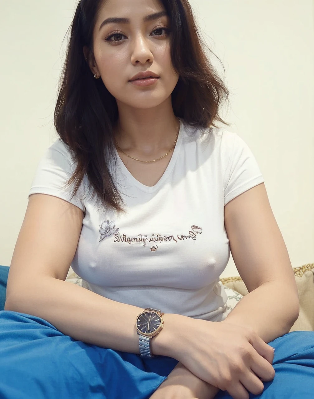 woman sitting on a couch with a purse and a plant, sie boob, hijab, lovely woman, handsome girl, attractive girl, zenra taliyah, serena malyon, dilraba dilmurat, katelynn mini cute style, with beautiful exotic, skinny waist and thick hips, sexy girl, malaysian, by Ren Renfa, bautiful