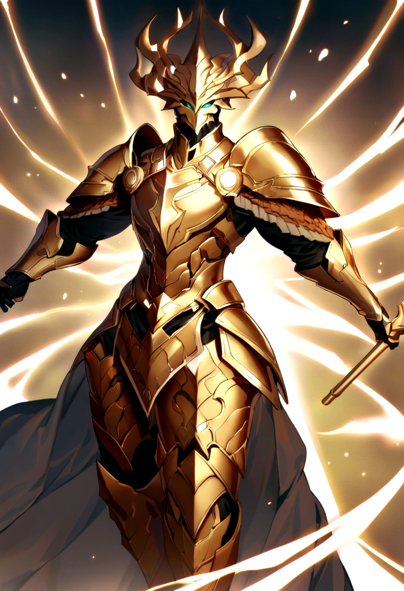 Gwydion appears as a majestic figure radiating an aura of determination and strength. Clad in gleaming armor and wielding a staff imbued with light, his presence inspires courage and fortitude. His eyes shine with an unwavering resolve, and his voice resonates with authority and confidence.