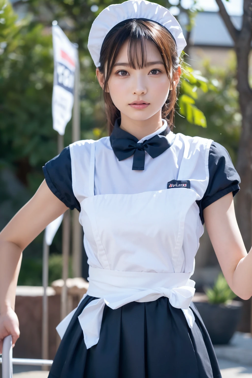 (8K, RAW Photos,Highest quality, High resolution:1.1), (Ultra-realistic:1.4),(Realistic, Realistic:1.3),The Beauty of Japan、Rhythmic gymnastics club、Rhythmic Gymnastics Uniform、((Upper Body:1.3)),((Maid:1.3)),((Maid喫茶))
