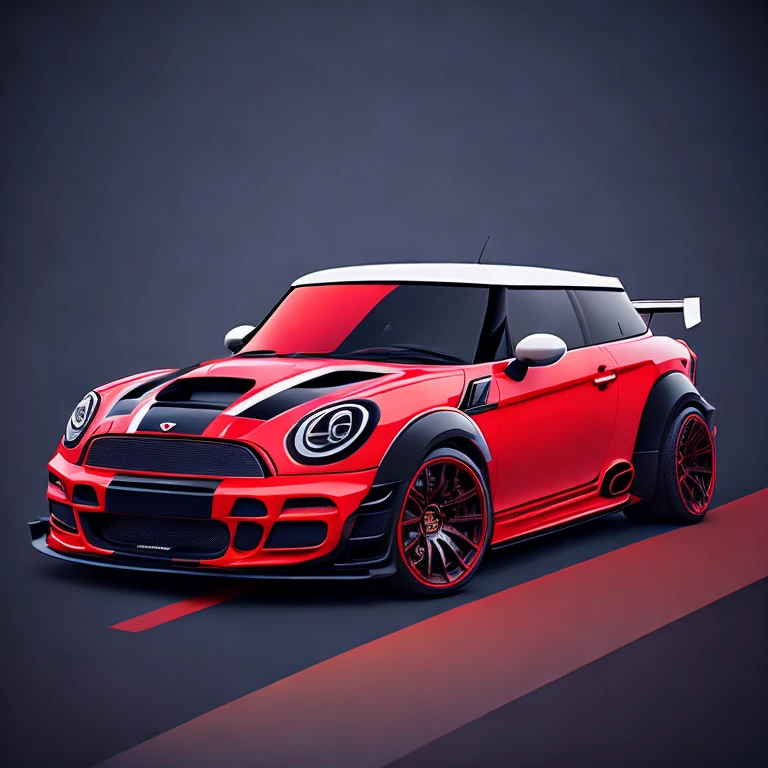 Art for t-shirt graphic design, a modern graphic design, Classic blue Mini Cooper S, ((carbon fiber, Kit de corpo ultra largo Liberty walk)), Aggressive pose ((fund: outside old industrial style building, large windows in fund, cloudy sky, heavy industrial look, cobble stone Street)), 8 k quality, realisitic, 真实感, Spitz, detailded, ultralargo, black and carbon fiber and deep candy colour scheme, frontal profile, epic stance, Epic Ultra Long Body Kit, super low posture, aggressive looks , Street, bold red, fund British flag in vintage pastel tone, highly detailded clean, vector image, realisitic masterpiece, professional photograpy, realisitic car, car sunrise fund, flat black fund, isometric, vibrant vector