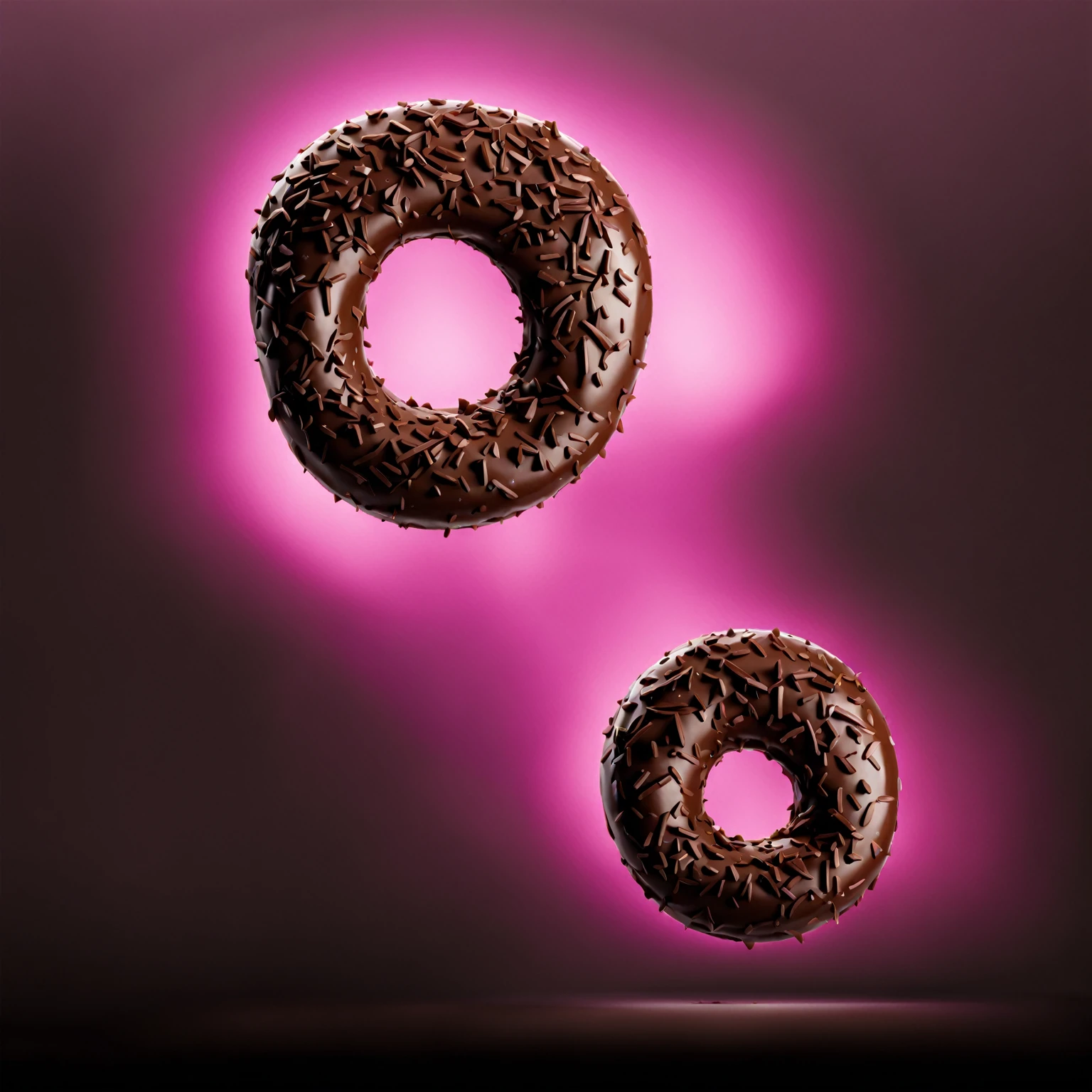 Single Chocolate Donut，Solid color background，8K，Texture，candy，Close-up