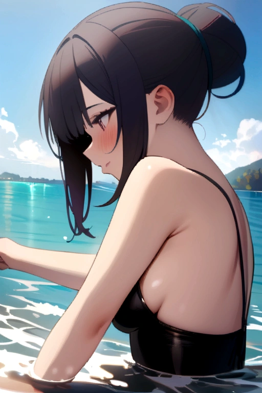 masterpiece, High resolution,Japanese girl playing in the sea