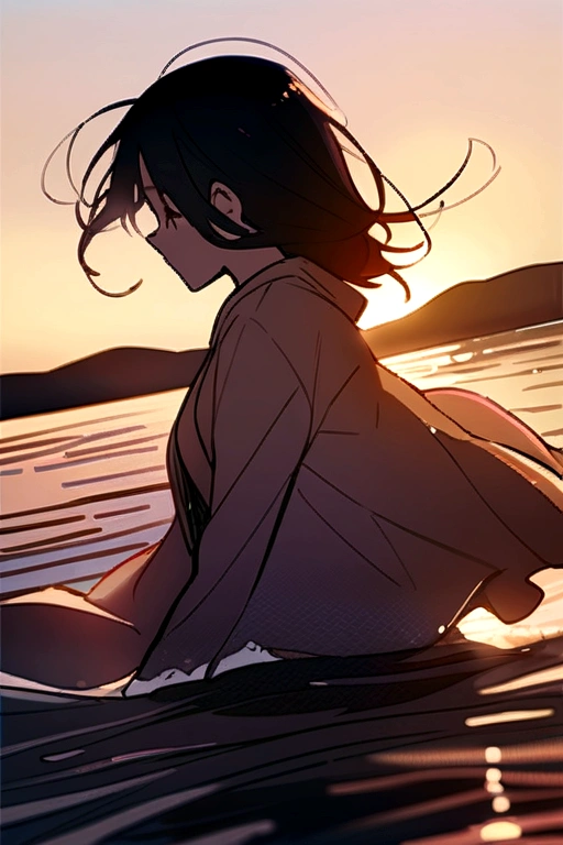 masterpiece, High resolution,Japanese girl playing in the sea
