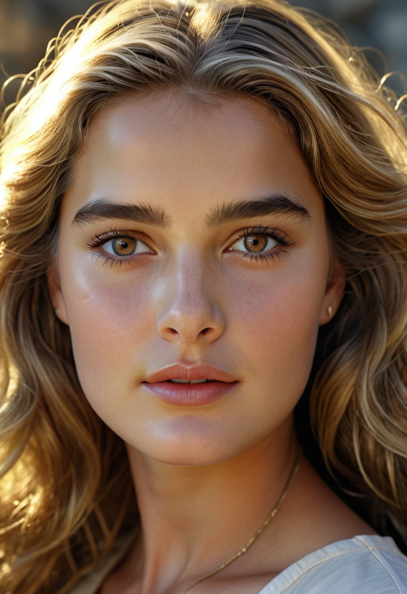 Masterpiece, better, quality, young girl , exotic, High Definition. realist, 8k, Hyperrealistic details, Girl looks like 12 year old Hollywood actress Brooke Shields,(perfect details), (extremely fine and beautiful:1.1), beautiful face, Beautiful light brown eyes, (detailed face, detailed eyes:1.2), realistic skin textures, detailed full lips, very pale skin, long shiny blonde hair, (Add layer:1.2), dynamic angle, landscape mm, dramatic lighting, volumetric lighting, golden hour, Masterpiece, better, quality, 12 year old young girl, exotic, High Definition. realist, 8k, Hyperrealistic details,girl is similar to hollywood actress brooke shields con 12 ye