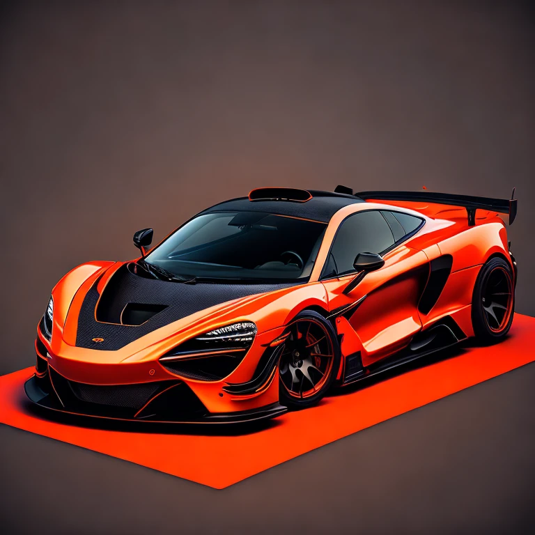 Art for t-shirt graphic design, Bright orange colored McLAREN 720S GT3 on race track design, McLAREN 720S GT3, ((carbon fiber, Kit de corpo ultra largo Liberty walk)), Aggressive pose ((fund: outside old industrial style building, large windows in fund, cloudy sky, heavy industrial look, cobble stone Street)), 8 k quality, realisitic, 真实感, Spitz, detailded, ultralargo, black and carbon fiber and deep candy orange colour scheme, frontal profile, epic stance, Epic Ultra Long Body Kit, super low posture, aggressive looks , Street, bold red, fund British flag in vintage pastel tone, highly detailded clean, vector image, realisitic masterpiece, professional photograpy, realisitic car, car sunrise fund, flat black fund, isometric, vibrant vector