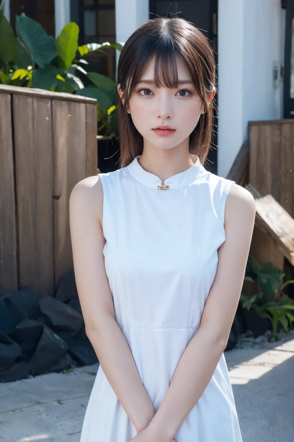 (Highest quality:1.4),(masterpiece:1.4),(Realistic:1.4),(Realistic:1.2),(超High resolution, RAW Photos:1.4),(High resolution, Super detailed:1.2),(8K:1.2),Movie Photos,a photo of a dark-haired,One Girl,alone,wear ,((China dress))、((Upper Body:1.3))