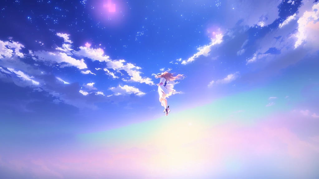 anime, A girl in a white dress floats in the water, Makoto Shinkai Cyril Rolland, anime girl walking on water, anime movie background, beautiful anime scene, today's featured anime still, anime film still, screenshot from the anime film, anime still film anime shikishi, star(null) starry_null