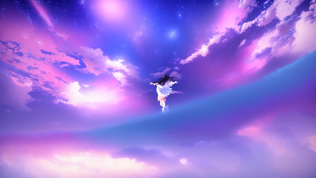 anime, A girl in a white dress floats in the water, Makoto Shinkai Cyril Rolland, anime girl walking on water, anime movie background, beautiful anime scene, today's featured anime still, anime film still, screenshot from the anime film, anime still film anime shikishi, star(null) starry_null