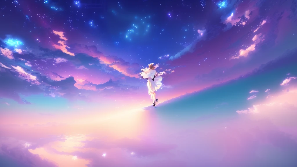 anime, A girl in a white dress floats in the water, Makoto Shinkai Cyril Rolland, anime girl walking on water, anime movie background, beautiful anime scene, today's featured anime still, anime film still, screenshot from the anime film, anime still film anime shikishi, star(null) starry_null