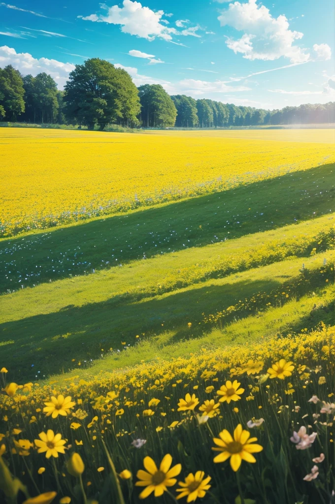 grassland、Flower Field、it's raining