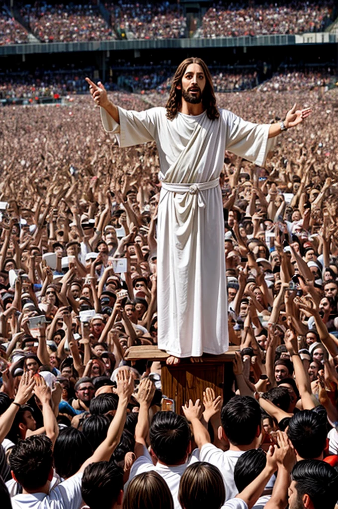 Jesus speaking to crowds 