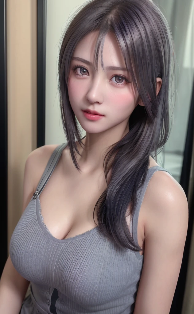 (8K, Photorealistic, Raw photo, of the highest quality: 1.3), (1girl in), Super beautiful, (Realistic face), (boyish, Silver Color Berry Shorthair), Beautiful , Glare that captivates the viewer, Beautiful expression, Beautiful breasts, (Realistic skin), Be...