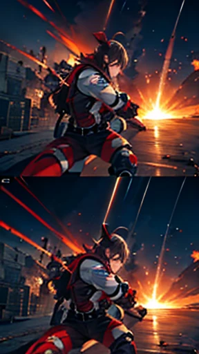 anime, personality: Shift to a high-octane action sequence as the characters engage in a fierce battle against a horde of menacing creatures. The fast-paced combat unfolds with dynamic camera angles and fluid movements, capturing the intensity of the confrontation. Close-up shots of the characters' determined faces and agile fighting style convey their unwavering commitment to protecting each other and overcoming the odds. unreal engine, hyper real