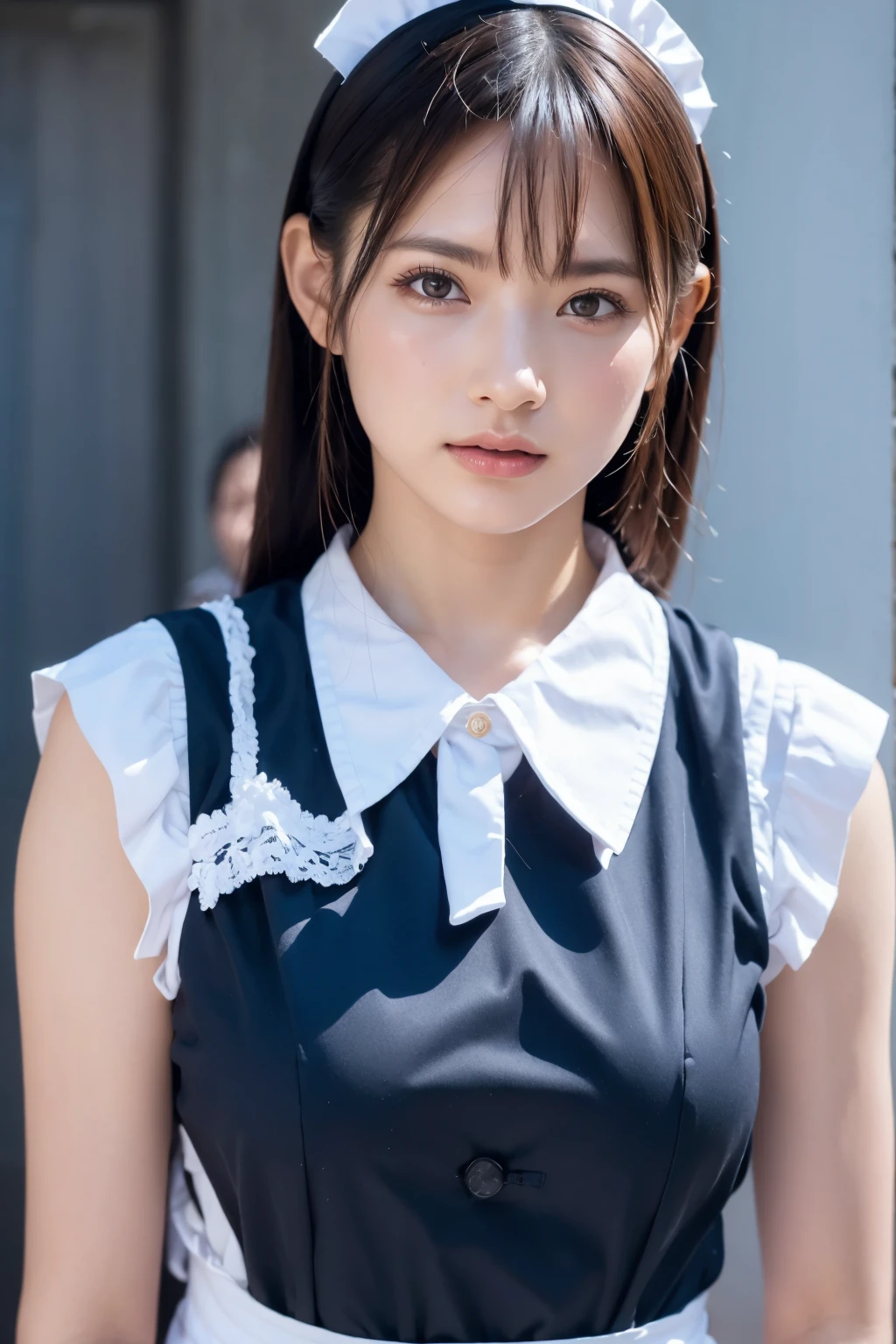 (8K, RAW Photos,Highest quality, High resolution:1.1), (Ultra-realistic:1.4),(Realistic, Realistic:1.3),The Beauty of Japan、Rhythmic gymnastics club、Rhythmic Gymnastics Uniform、((Upper Body:1.3)),((Maid:1.3)),((Maid喫茶))