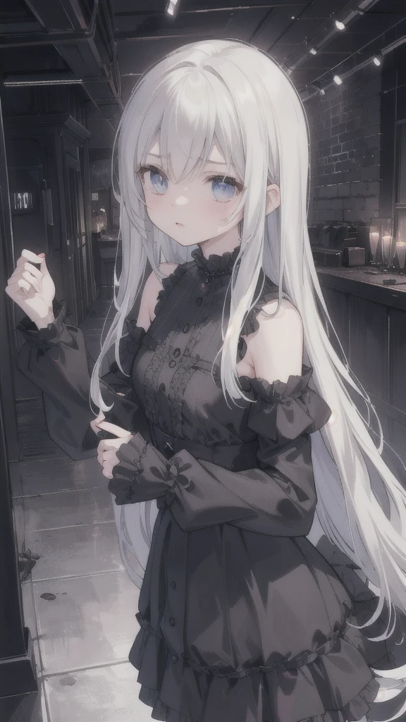 high quality, detailed, detailed facial features, beautiful girl, 1 girl, anime style, dark fantasy, horror, dark mood, dark lighting, gloomy, ominous, menacing, mysterious, dramatic, intense, sinister, atmospheric, chiaroscuro, dramatic lighting, cinematic, dark environment, dark cityscape, dark alley, gritty, grunge, moody, brooding, suspenseful, intense emotions, sinister plot, dangerous, ominous presence, foreboding, unsettling, unsettling atmosphere, high tension