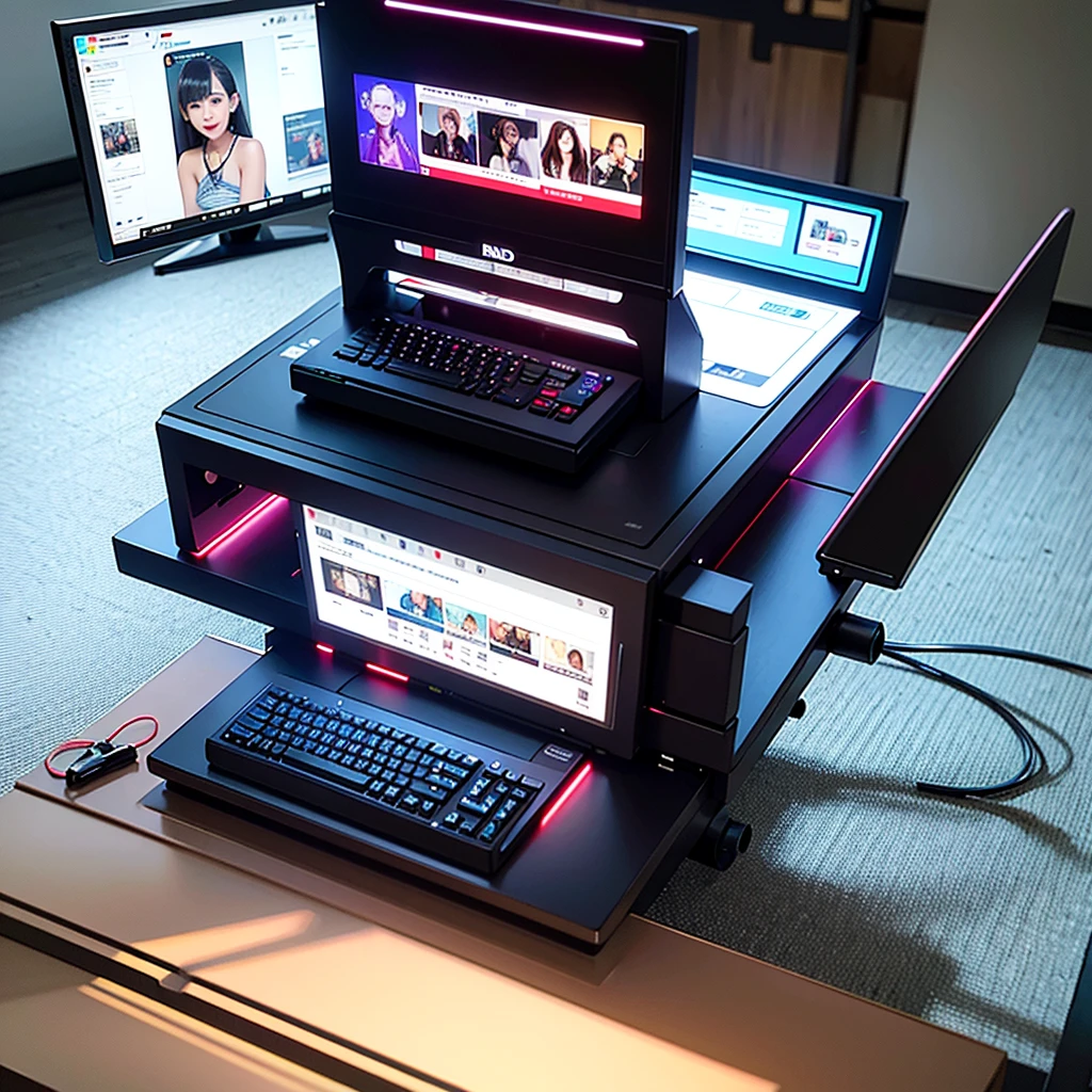 table with an RGB gaming computer seen from the front