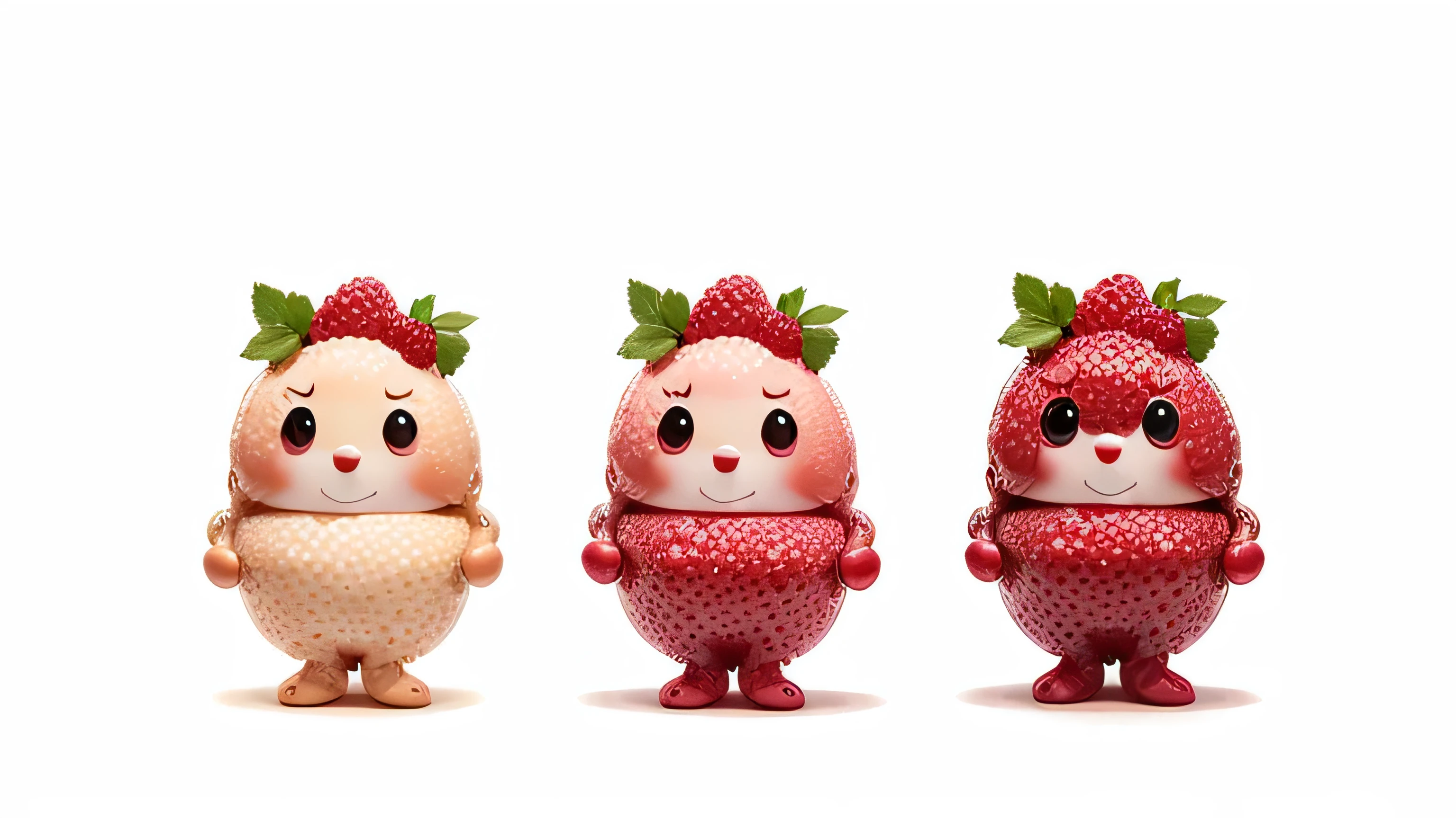 Realistic cute cartoon raspberry character isolated on white background