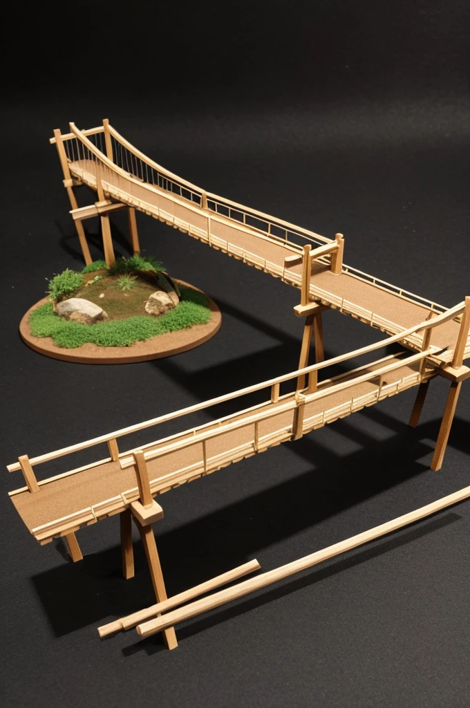 Model of a bridge with sticks with the Wuarren technique
