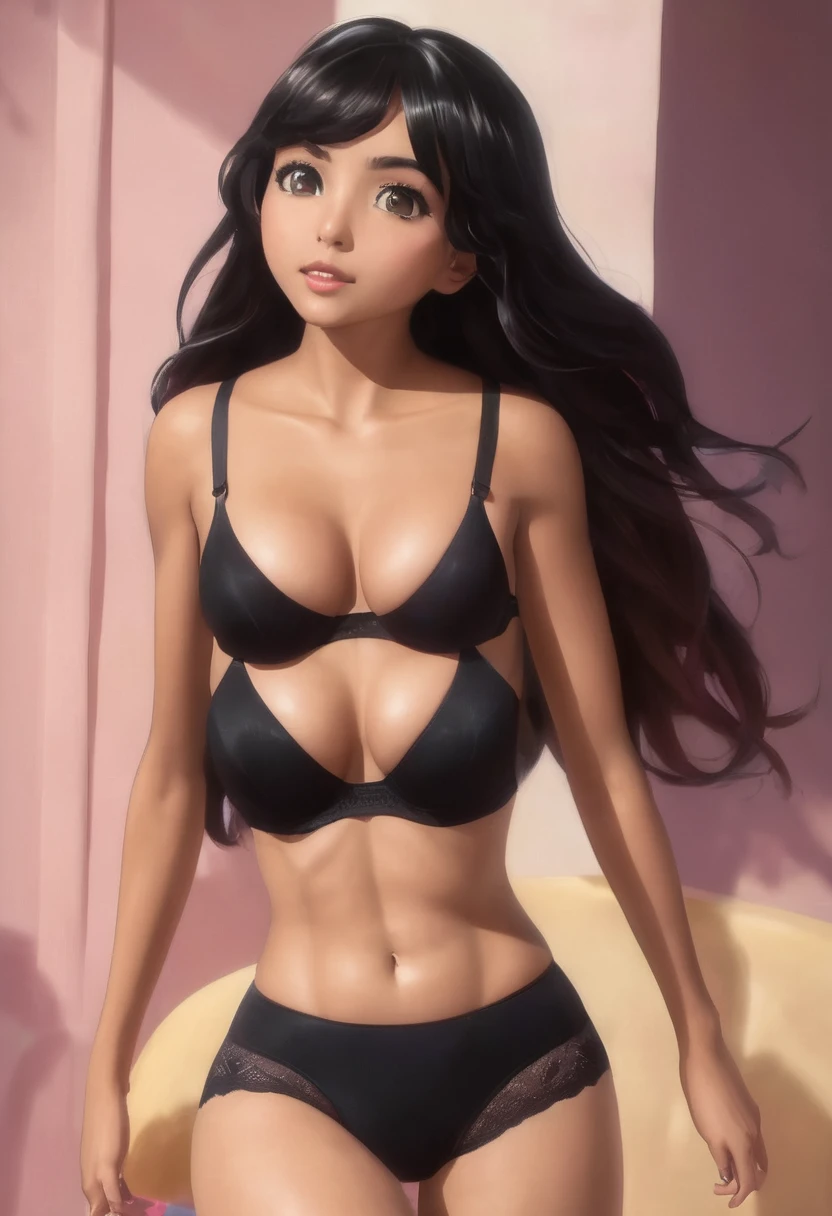 culona, Big legs, small waist, black underwear that reaches above the waist, head on