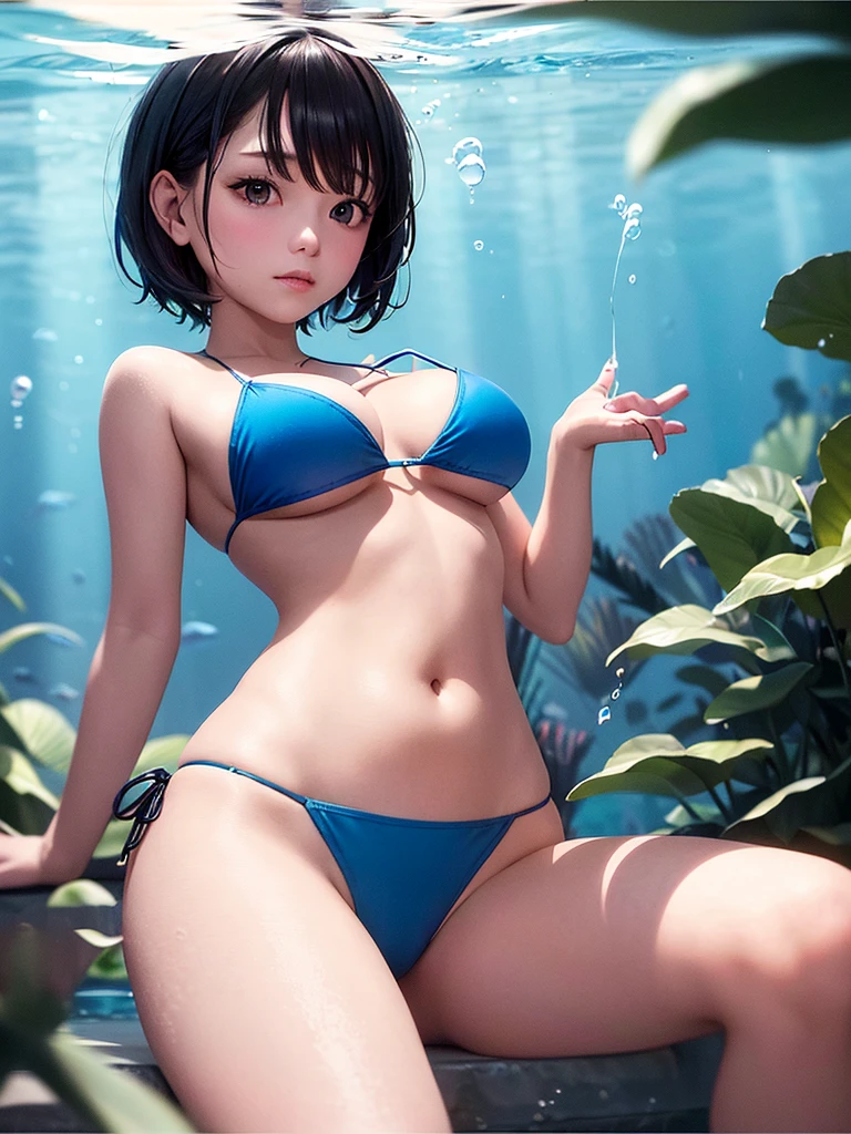 Beautiful girl,sexy lady, blue light bikini girl, camel toe,
short hair black, Underwater, sea water, wet, ดำน้ำทะเล,